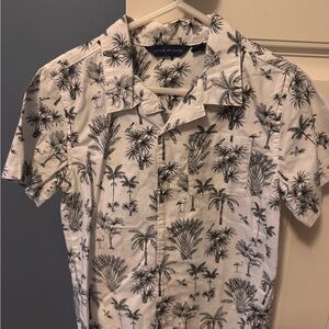 Janie and Jack White and Black Palm Print Kids Shirt